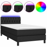 Cumpara ieftin Pat cu arcuri, saltea si LED, negru, 100x200 cm, textil