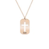 Crux - Colier personalizat dog tag cruciulita decupata din argint 925 placat cu aur roz