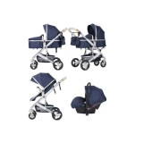 Carucior multifunctional 3in1 geanta roti EVA maner reversibil parasolar Splendor SP530NAVY JGR