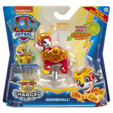 Figurina Paw Patrol Mighty Pups - Charged Up, Marshall, cu lumini