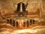 Set ceai cafea, cupru, bronz, sticla, WMF, colectie, cadou, vintage