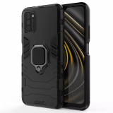 Husa Xiaomi Poco M3 Antisoc cu Inel Negru Techsuit SS