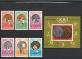 ROMANIA 1972 LP 805 LP 806 J.O. VARA MUNCHEN MEDALII OLIMPICE SERIE+COLITA MNH, Nestampilat