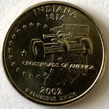 AMERICA QUARTER 1/4 DOLLAR 2002 LITERA P.(CROSSROADS OF AMERICA-INDIANA),BU, America de Nord, Cupru-Nichel