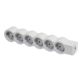 Bloc Legrand 694579, 6 prize, 3680 W, contact de protectie, protectie copii, alb + gri