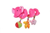 Spirala Jucarie Carucior/Patut Bebelusi, Roz, Elefant cu Animalute, 27cm, Interactiva