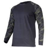 Tricou bumbac cu maneca lunga / negru-camuflaj - l