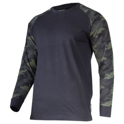 Tricou bumbac cu maneca lunga / negru-camuflaj - l foto