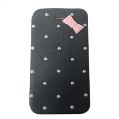 Husa Telefon Flip Book Apple iPhone 5 5s SE Black Pearls foto