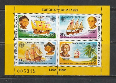 Romania 1992 - #1282 Europa 500 de Ani de la Descoperirea Americii S/S 1v MNH foto