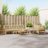 vidaXL Set de canapele de exterior cu pernă 6 pcs Alb și Bej 3386062