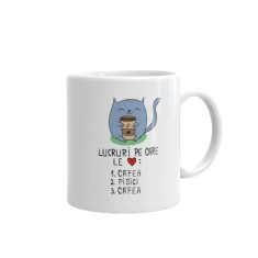 Cana alba personalizata Pisici si cafea, INOVATIX&reg;. 330ml