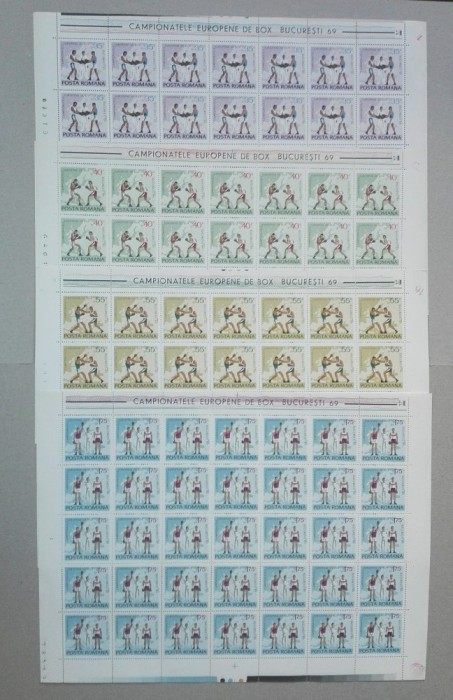 TIMBRE ROM&Acirc;NIA LP701/1969 C.E. de BOX - SET 4COLI 25 de timbre MNH