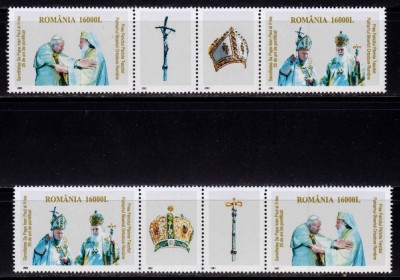 RO 2003 ,LP 1621 ,&amp;quot;Papa Ioan Paul II ,25 ani &amp;quot; -2x serii viniete tip I si II,MNH foto