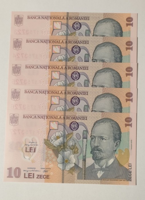 Bancnote 10 lei 2018 UNC serie consecutiva