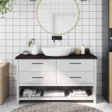 vidaXL Blat de baie, maro &icirc;nchis, 120x40x(2-4) cm, lemn masiv tratat