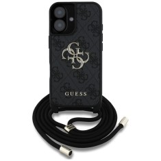 Husa originala Guess iPhone 16 Hardcase 4G Big Logo with Cord Strap, negru, GUHCP16SP4GMGCRK foto