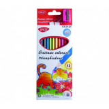 Cumpara ieftin Set 12 Creioane Color DACO, Ascutitoare Inclusa, Corp din Lemn Triunghiular, 12 Culori Diferite, Set Creioane Colorate, Creioane Colorate, Creioane pe