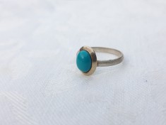 argint INEL cu TURCOAZ MAXIC partial aurit FINUT de efect DELICAT splendid UNIC vintage