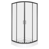 Aruba 90 cabină de duș curbată neagră cu tavă Alan