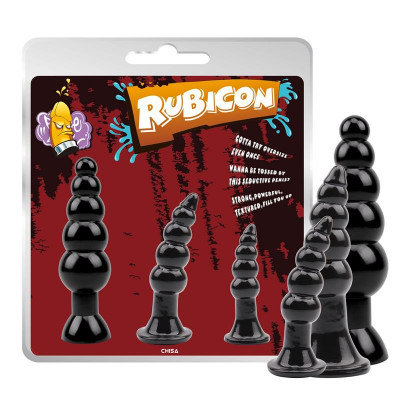 Kit 3 Dopuri Anale Rubicon, PVC, Negru foto