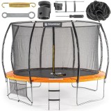 Trambulina Gradina 366cm cu Plasa Protectie si Scara Powermat, Max 150kg, Arcuri Galvanizate, Cadru Otel Zincat, Copii/Adulti