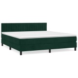 Cumpara ieftin Pat box spring cu saltea, verde inchis, 180x200 cm, catifea