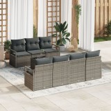 Set canapele exterioare Gossi cu perne gri ratan poli, canapea gradina Gossi pentru 2 persoane cu depozit &amp; perne gri ratan poli