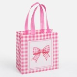 Sacosa multifuncțională din material textil, model carouri, roz, 22x10x21,5 cm, CMCLASS