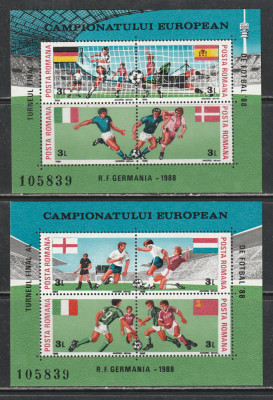 Romania 1988 - #1201 Turneul Final al C. E. de Fotbal M/S 2v MNH foto