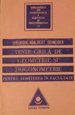 TESTE GRILA DE GEOMETRIE SI TRIGONOMETRIE PENTRU ADMITEREA IN FACULTATE-GHEORGHE ADALBERT SCHNEIDER-256119