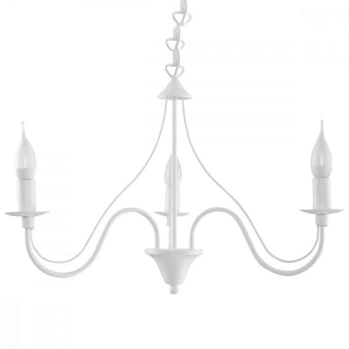 Candelabru Minerwa Alb Din Oțel Cu 3 Becuri Neregulate Modern De Interior