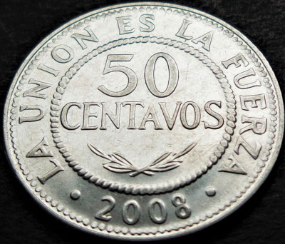 Moneda exotica 50 CENTAVOS - BOLIVIA, anul 2008 * cod 3928 foto