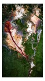 Tablou Canvas, "Inima naturii &icirc;n peisaj colorat", Verde, Roșu, Contrast, Apă, Natură, Abstracție, Peisaj, Vedere, Aeriană, Textură, 26 x 39 cm, CMCLAS
