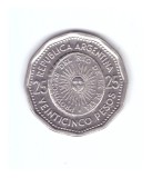 Moneda Argentina 25 pesos 1966 First Issue of National Coinage, stare foarte buna, curata