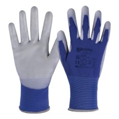 Set 3 perechi manusi de lucru Andanda, marime L, textil poliuretan, gri, albastru inchis