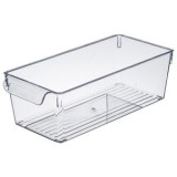Cutie organizatoare plastic transparent frigider cu m&acirc;ner, 32.5x15x10 cm