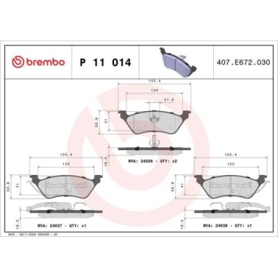 Placute frana Chrysler Voyager / Grand Voyager 3 (Gs Ns) 01.95-03.01, Voyager 4 (Rg Rs) 09.99-12.08, Voyager 4 Van (S) 09.99-12.08; Dodge Caravan (Rg foto