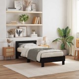 vidaXL Cadru de pat cu led Stejar Negru 90 x 190 cm Lemn compozit 863807