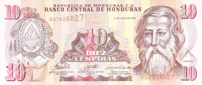 Bancnota Honduras 10 Lempiras 2006 - P86d UNC