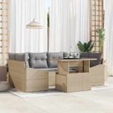 vidaXL Set de canapele pentru grădină 7 pcs Bej Rattan poli