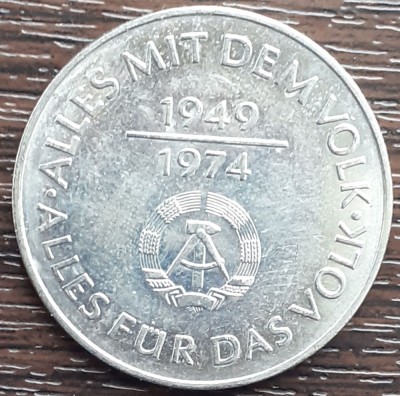 (M255) MONEDA GERMANIA DEMOCRATA (RDG, DDR) -10 MARK 1974, COMEMORARE 25 ANI DDR foto