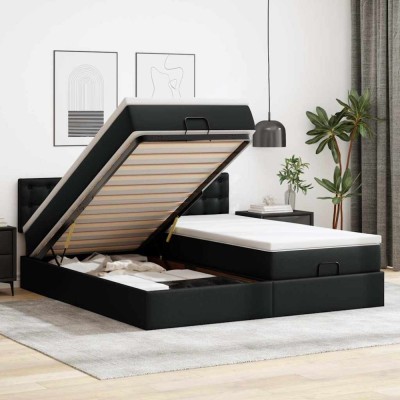 vidaXL Cadru de pat otoman saltele Negru 180x200cm piele artificială 3311956 foto