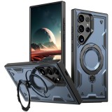 Husa military armour cu inel metalic, ALC MOBILE, compatibila cu Samsung Galaxy S25 Ultra, Albastru