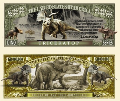 !!! SUA = FANTASY NOTE (TJ6) = TRICERATOPS - 2018 - UNC / SERIA DINOZAURI foto