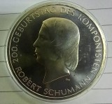 (A112) MONEDA DIN ARGINT GERMANIA - 10 EURO 2010, LIT. J, 200 ANI DE LA NASTEREA LUI ROBERT SCHUMANN, STARE PROOF