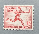 Germania Reich 1936 Jocurile Olimpice de Vară Berlin Ștafeta Torței Olimpice 12+6pf Roșu MNH Neștampilat - OREF1