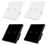 Cumpara ieftin Set 4 Intrerupatoare Wi-Fi duble cu touch Brius&trade;, nul, sticla securizata, LED noapte/zi, Tuya, Life Smart, compatibil Amazon Alexa/Google Assistant, r