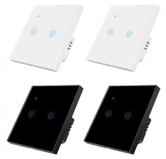 Set 4 Intrerupatoare Wi-Fi duble cu touch Brius&amp;trade;, nul, sticla securizata, LED noapte/zi, Tuya, Life Smart, compatibil Amazon Alexa/Google Assistant, r foto