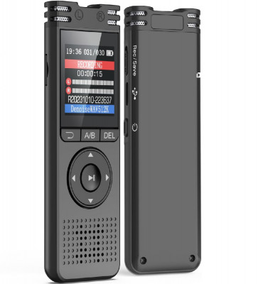 Reportofon digital voice recorder MP3, activare vocala, anulare zgomot, negru foto